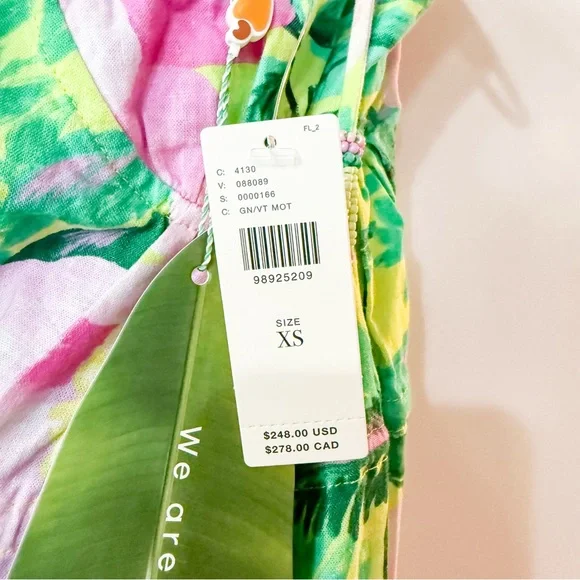 FARM Rio Linen Blend Tie-Strap Sweetheart Babydoll Midi Dress Size XS NEW - Picture 5 of 11